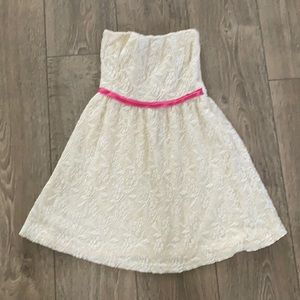 Stradivarius Cream Lace Dress With Open Back